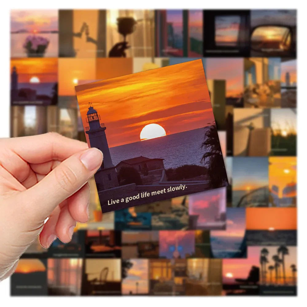 Sunset Scenery Stickers 10/30/60PCS for Laptop Luggage Skateboard Decals (ONLINE ORDER ONLY)