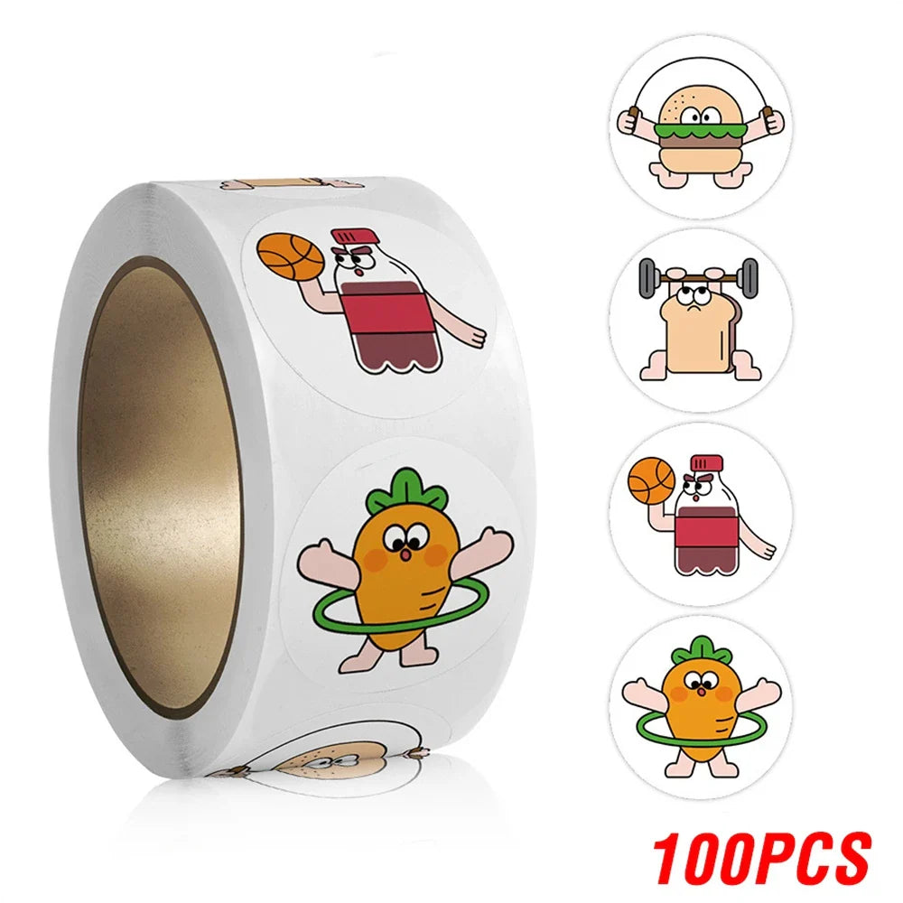 100-500pcs Cute Cartoon Stickers Children's Stickers Kindergarten Inspirational Little Red Flower Reward Roll Stickers (ONLINE ORDER ONLY)