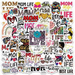 50PCS Mom Life Cartoon Waterproof Stickers for Suitcase, Notebook, Skateboard, Helmet, Bottle (Online Order Only)