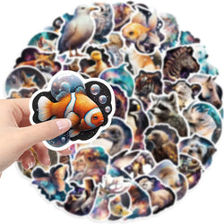 50Pcs Creative Animals Graffiti Stickers Starry Sky DIY Phone Guitar Laptop Suitcase Cup Waterproof Kids Toy Birthday Gifts (Online Order Only)