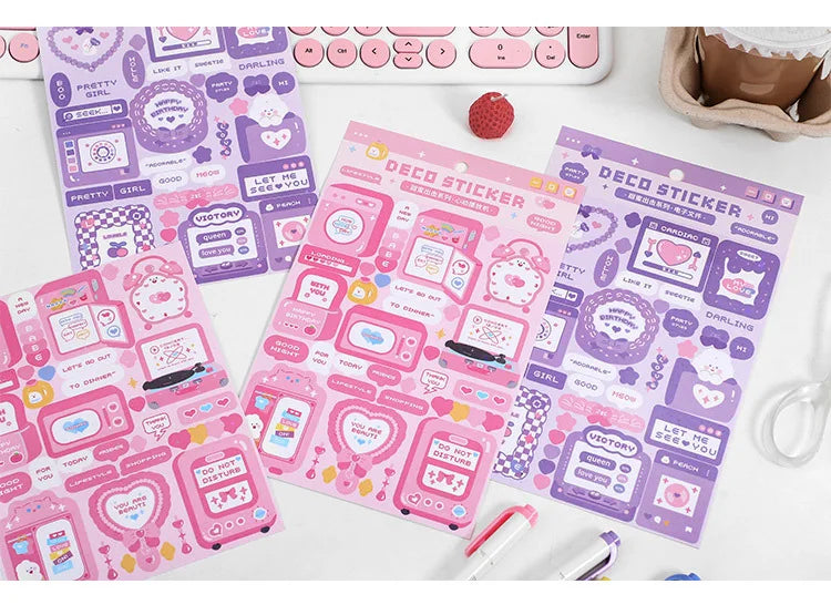 Cute Sweet attack series Stickers Text Dialog Idol Card DIY Material Scrapbooking Decorative Sticker Personalized Stationery (ONLINE ORDER ONLY)
