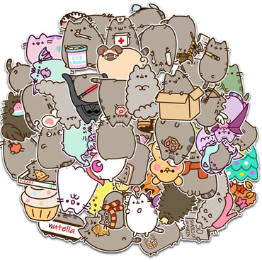 10/30/50PCS Kawaii Chunky Cat Stickers Cute Decals Kids Toy PVC Waterproof Phone Diary Suitcase Skateboard Bike Car Sticker Gift (ONLINE ORDER ONLY)