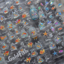 Sackful Starfish Goldfish Jellyfish Seahorse Bubbles Conch Ocean Whale Brocaded Carp Adhesive Nail Art Stickers Manicure Decals (ONLINE ORDER ONLY)