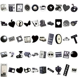 10/30/50/100pcs Ins Style Cute Stickers Black White Simple Decals Kids Toy DIY Laptop Notebook Phone Suitcase Decoration Sticker (ONLINE ORDER ONLY)