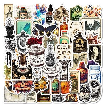 10/30/50PCS Vintage Magic Animal Sticky PVC Sticker Aesthetic DIY Decoration Scrapbooking Hand Accounting Supplies for Kids (ONLINE ORDER ONLY)