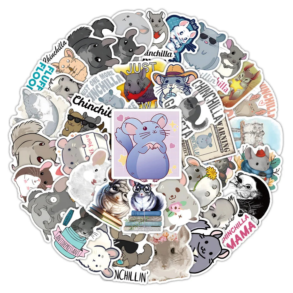 10/30/53PCS Chinchilla Cartoon Stickers Mouse Graffiti Sticker Animal Decoration Laptop Phone Guitar Car Bike Skateboard Decals (ONLINE ORDER ONLY)