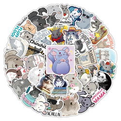 10/30/53PCS Chinchilla Cartoon Stickers Mouse Graffiti Sticker Animal Decoration Laptop Phone Guitar Car Bike Skateboard Decals (ONLINE ORDER ONLY)