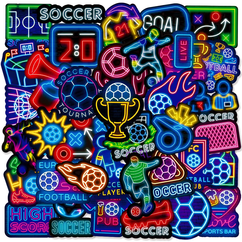 50pcs Neon Football Graffiti Stickers for Helmet, Desktop, Wall Decoration (Online Order Only)