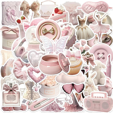 10/30/50PCS Kawaii Pink Ballet PVC Sticker Aesthetic Korean Stationery Decoration Scrapbooking School Supplies for Kids (ONLINE ORDER ONLY)