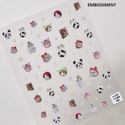 White Halo Dyeing Cat Face Cup Black Orange Toy Umbrella Love Heart Kitty Cake Embossed Relief Nail Art Stickers Manicure Decals (ONLINE ORDER ONLY)