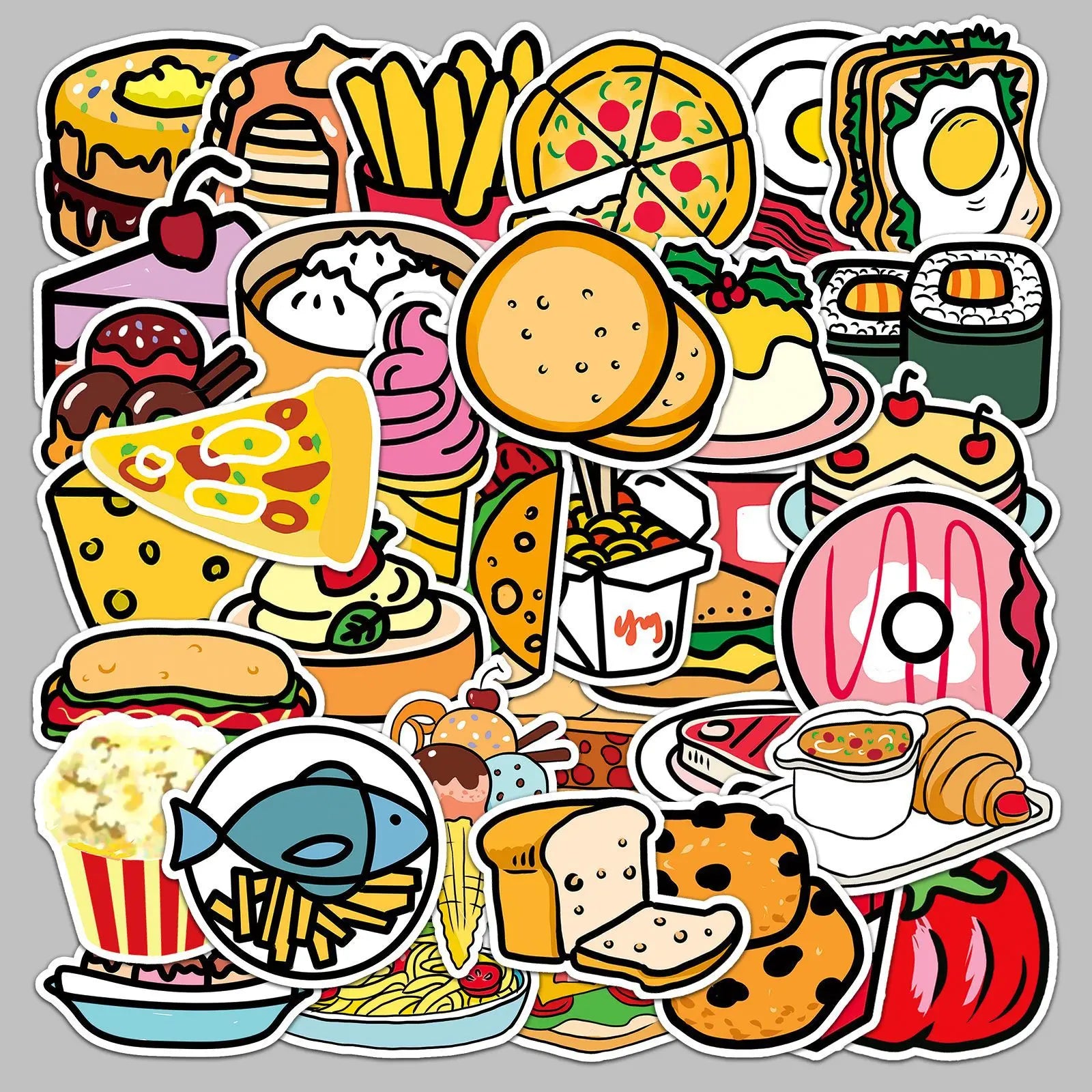 50pcs Cartoon Snack Stickers for Helmet, Wall, DIY Decoration (ONLINE ORDER ONLY)