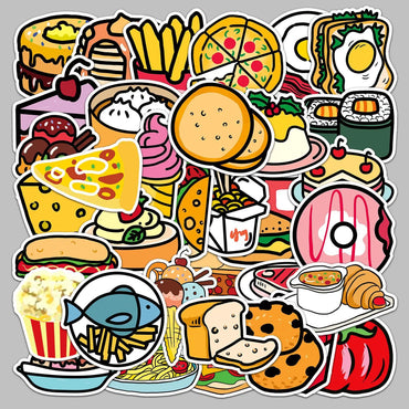 50pcs Cartoon Snack Stickers for Helmet, Wall, DIY Decoration (ONLINE ORDER ONLY)