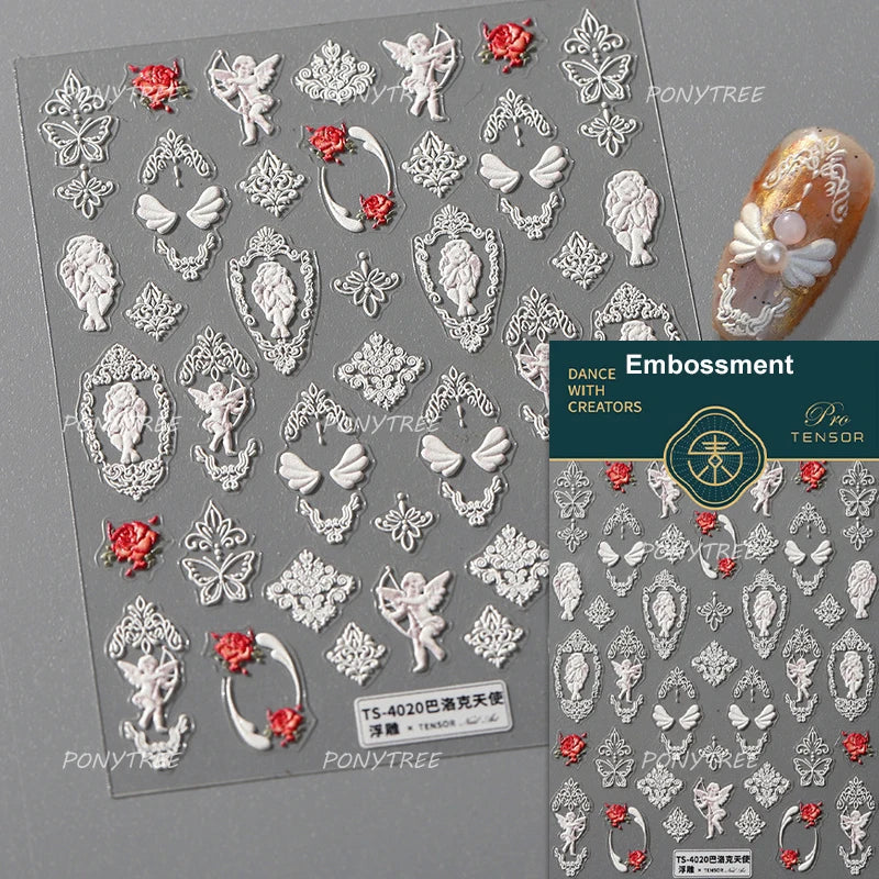 White Black Wings Feather Angel Demon Devil Dreamy Hot Stamping English Letter Adhesive Nail Art Stickers Manicure Tool Decals (Online Order Only)