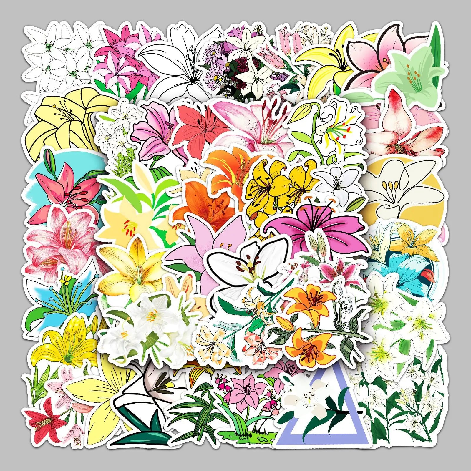 50pcs Creative Lily Graffiti Stickers for Helmet, Wall, DIY Decoration (ONLINE ORDER ONLY)