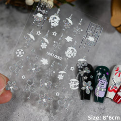 Cute Deer Christmas Nail Stickers 5D Embossed Elk Star Gingerbread Man Snowflake Santa Claus Holly DIY Winter Engraved Manicure* (ONLINE ORDER ONLY)