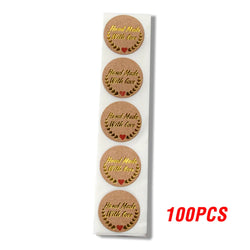 100-500pcs Handmade With Love Stickers 25mm Brown Wedding Stickers For Party Favors Decoration Envelope Seals Stationery (ONLINE ORDER ONLY)
