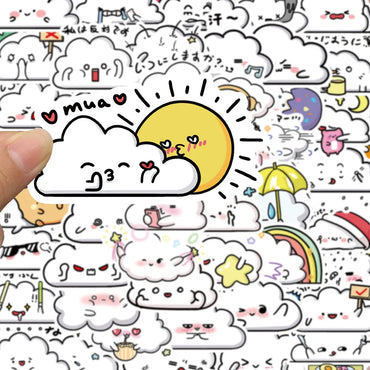 10/30/50PCS Cute Cartoon Clouds Stickers Graffiti Decoration DIY Toys Laptop Skateboard Phone Guitar PVC Waterproof Kids Sticker (ONLINE ORDER ONLY)
