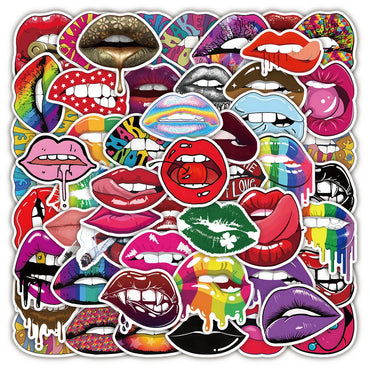 Sexy Lips Graffiti Stickers 10/30/50pcs Waterproof Decals for Laptop, Skateboard, Phone, Suitcase, Motorcycle (Online Order Only)