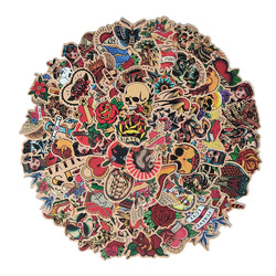 50/100Pcs Retro Old School Tattoo Style Sticker Refrigerator Skateboard Trolley Case Decals Backpack Tables Waterproof Sticker (Online Order Only)