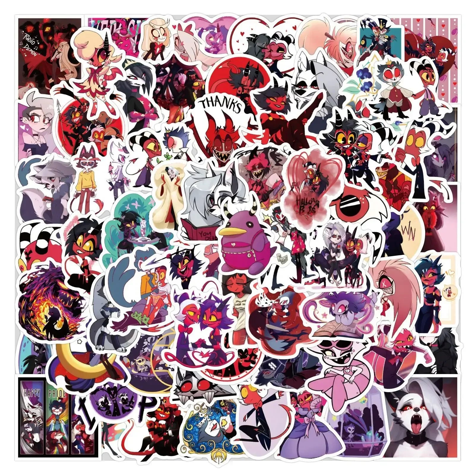 60/120Pcs Helluva Boss Cartoon Sticker Packs (ONLINE ORDER ONLY)