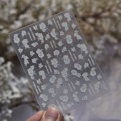 Camellia Tea After Rain Fragrant Flower Paint in Gold White Antique Chinese Characters Adhesive Nail Art Stickers Manicure Decal (ONLINE ORDER ONLY)