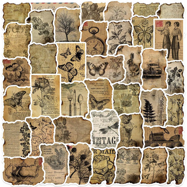 Vintage Flower Butterfly Stickers 10/30/50pcs Scrapbook DIY Decals (Online Order Only)