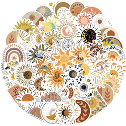 10/30/50PCS Sun Moon Bohemian  Aesthetic Stickers For Kids PVC Waterproof Skateboard Laptop Fridge Suitcase Bike Car Decals Gift (ONLINE ORDER ONLY)