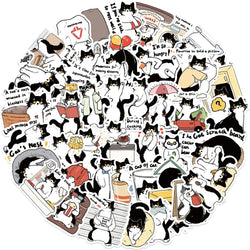 50PCS Cute Cow Cat Stickers Vinyl Waterproof Funny Cats Decals for Water Bottle Laptop Skateboard Scrapbook Luggage Kids Toys (ONLINE ORDER ONLY)