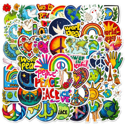 50pcs World Peace Graffiti Stickers for Laptop, Phone, Scooter, Suitcase, Water Bottle, Stationery, Refrigerator (ONLINE ORDER ONLY)