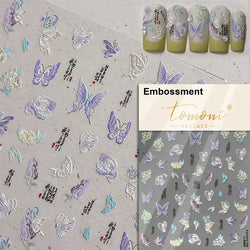 Dreamy Charming Shiny Beautiful Black White Butterfly Flower Love Heart Bowknot 5D Self Adhesive Nail Art Sticker Manicure Decal (ONLINE ORDER ONLY)