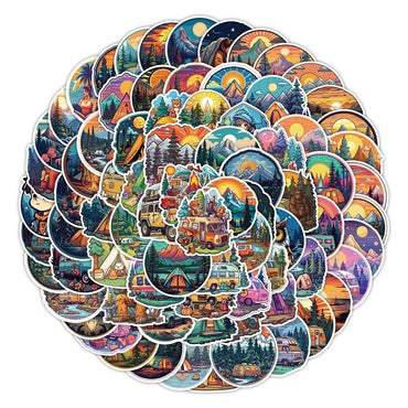 10/30/50/100pcs Mountain Camping Sunrise and Sunset Peaceful Sticker Packs (ONLINE ORDER ONLY)