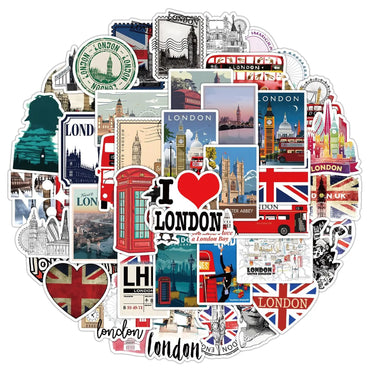 10/50PCS Vintage British London Landscape City Travel Stickers Aesthetic Graffiti Decals DIY Notebook Bike Phone Luggage Sticker (Online Order Only)
