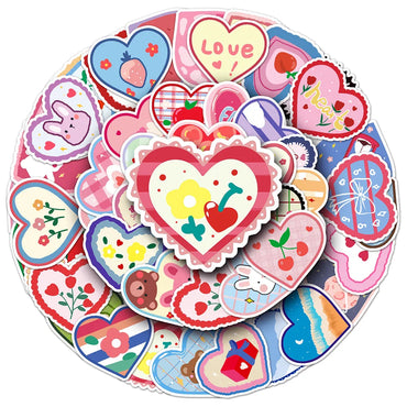 10/30/50PCS Pink Love Stickers Cartoon Heart Decals Decoration DIY Notebook Phone Skateboard Bike Laptop Fridge Kids Sticker Toy (Online Order Only)
