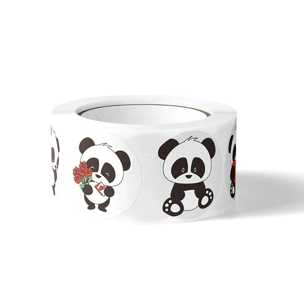 100-500pcs Panda Cute Cartoon Stickers 1inch Reward Sticker Gift Decoration Stationery Stickers (Online Order Only)