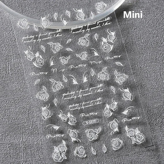 Winter Dreamy Hot Stamping Romantic White Pink Snowflakes Hexagon 3D Self Adhesive Nail Art Stickers Christmas Manicure Decals (ONLINE ORDER ONLY)