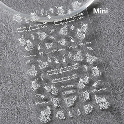 Winter Dreamy Hot Stamping Romantic White Pink Snowflakes Hexagon 3D Self Adhesive Nail Art Stickers Christmas Manicure Decals (ONLINE ORDER ONLY)