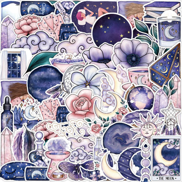 10/50pcs Cute Gothic Magic Witch Moon Aesthetic Stickers Tarot Goth Decals Laptop Phone Scrapbook Suitcase Graffiti Sticker Toy (Online Order Only)