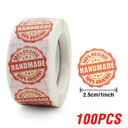 100-500pcs Handmade With Love Sticker For Cake Package Decoration Label Cute Kawaii Thank You Sticker Gift Sticker Red Paper (ONLINE ORDER ONLY)