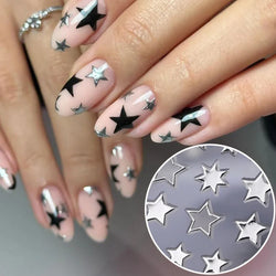 9Pcs 3D Sliver Stars Nails Stickers Bronzing Star Nail Art Decals For DIY Nail Art Decoration Self Adhesive Nail Manicure Parts* (Online Order Only)