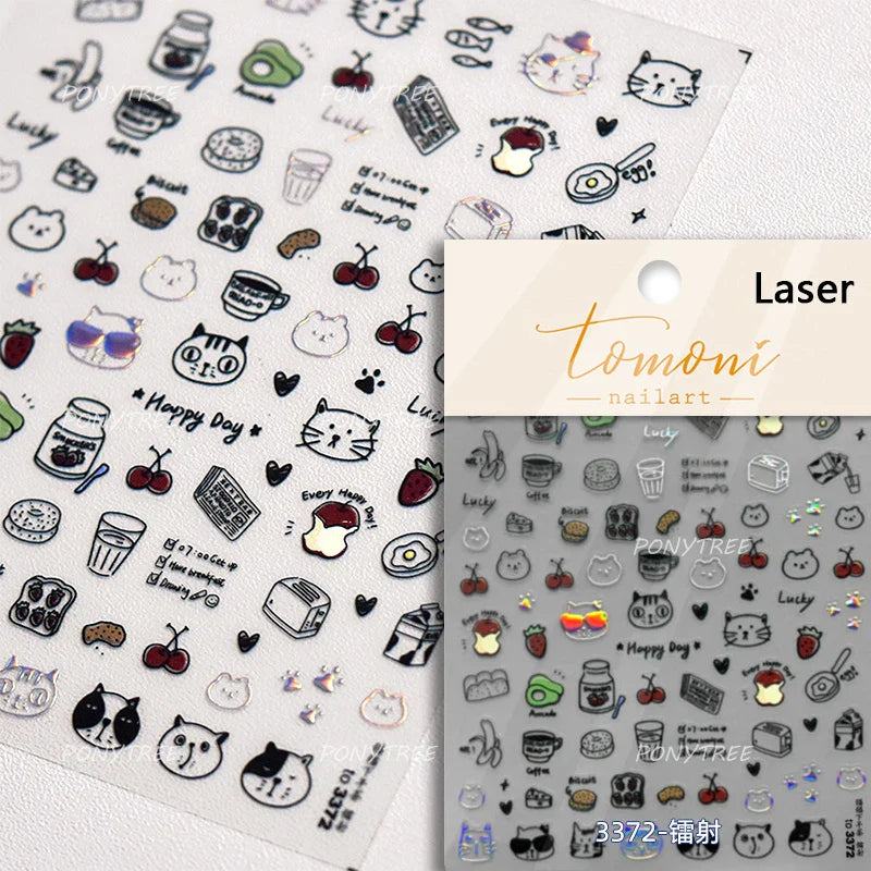 Shiny Attractive Apple Core Peel Cute Fruits Bowknot Tie Star Self Adhesive Nail Art Stickers Charming Rhinestone Manicure Decal (ONLINE ORDER ONLY)