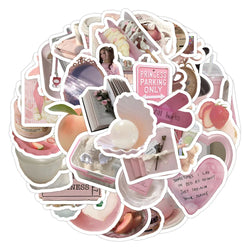 10/30/60PCS Cute Pink Sticker Aesthetic Kids Toys Ins Style Cartoon Decals For Girls DIY Fridge Stationery Phone Laptop Luggage (Online Order Only)
