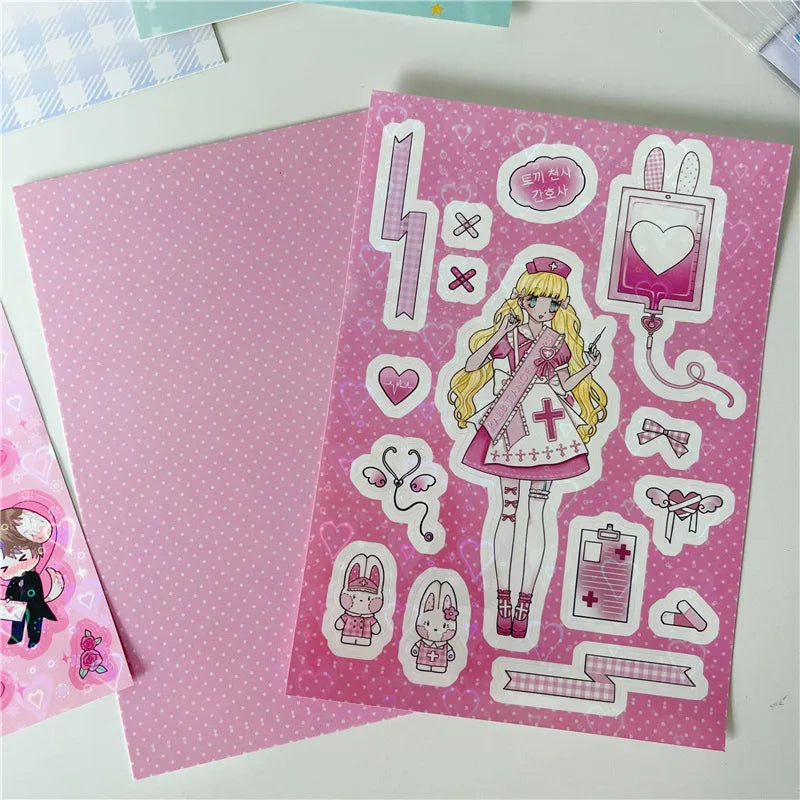 Cute Retro Comic Girl Stickers Diary Scrapbooking DIY Album Decoration Sticker Couple Aesthetic Kawaii Stationery Stick Label (ONLINE ORDER ONLY)