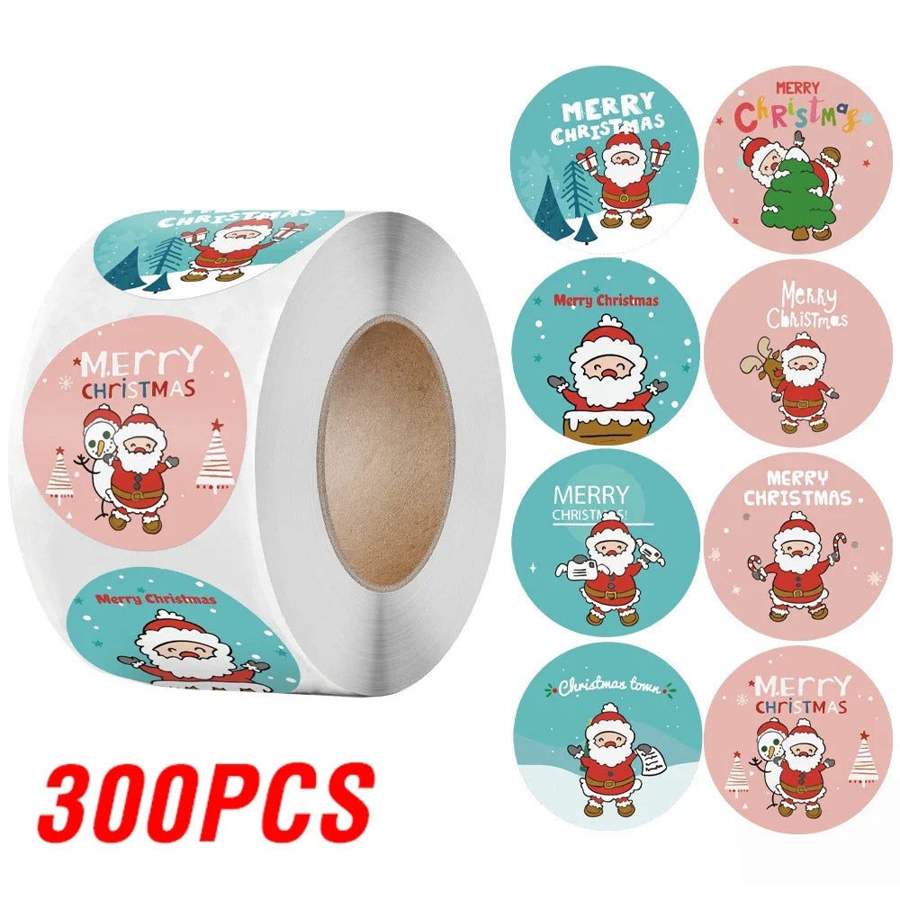 100-500Pcs New 1 Inch Christmas Theme Seal Labels Stickers For DIY Gift Baking Package Envelope Stationery Decoration (ONLINE ORDER ONLY)