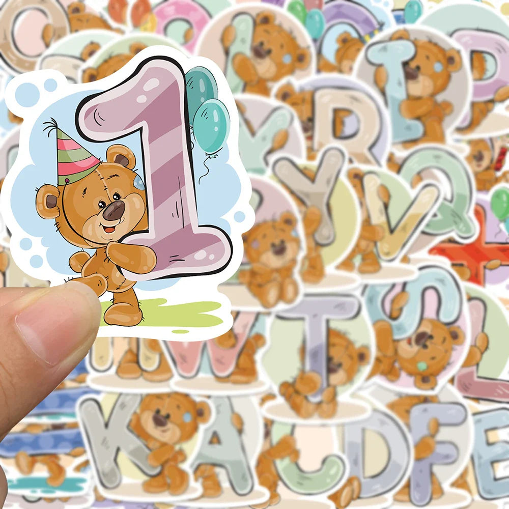 10/20/39PCS Cute Little Bear Letter Cartoon Sticker Packs (ONLINE ORDER ONLY)