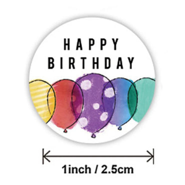 100-500pcs Cute Happy Birthday Sticker Birthday Gift Decoration Label Sealing Balloon Cake Label Packaging Scrapbook Sticker (Online Order Only)