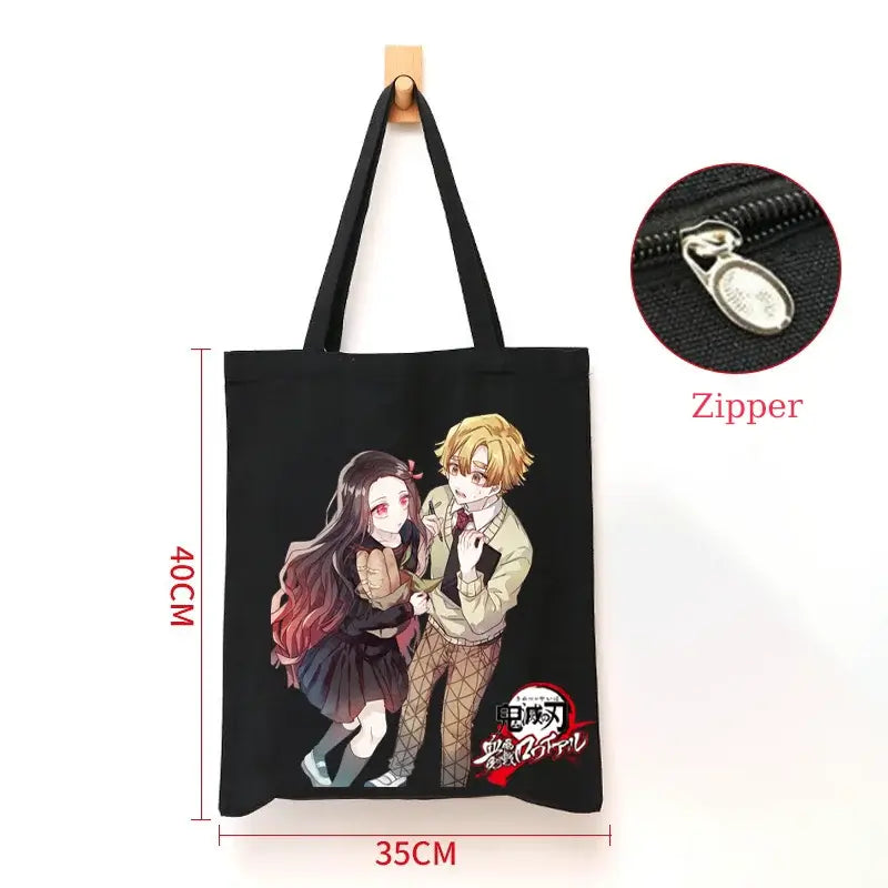 Demon Slayer Canvas Bag: Nezuko & Tanjiro Zipper Tote (ONLINE ORDER ONLY)