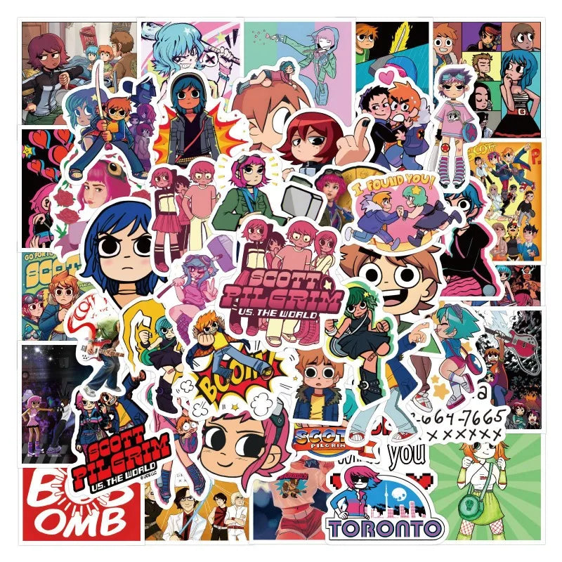 Scott Pilgrim Anime Stickers Pack - 55pcs for Luggage, Phone, Laptop, Car, Scooter, Fridge (ONLINE ORDER ONLY)