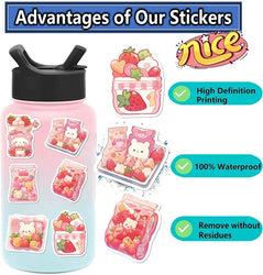 10/30/50PCS Cute Pink Food PVC Sticker Aesthetic Children's Decoration Scrapbooking Korean Stationery School Supplies for Kids (ONLINE ORDER ONLY)