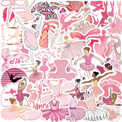 50pcs Cute Pink Ballet Girls Stickers DIY Decoration For Laptop Notebook Suitcase Laptop Phone Toys Gift Ins Style Decals (Online Order Only)