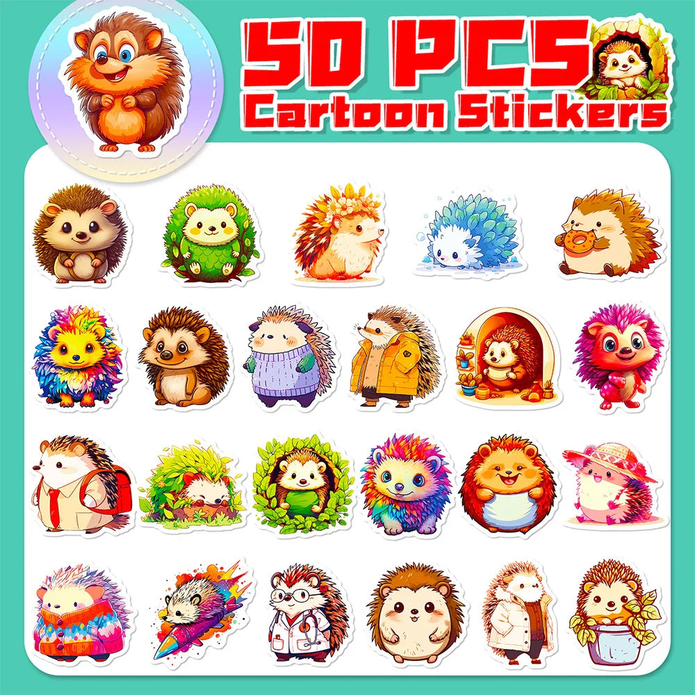 10/30/50pcs Cute Animal Hedgehog Graffiti Stickers Kawaii Aesthetic Decals Laptop Notebook Phone Decoration Sticker Kids Toys (ONLINE ORDER ONLY)